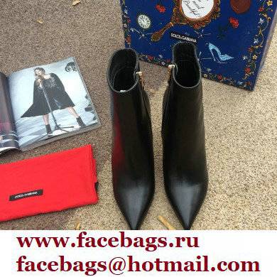 Dolce & Gabbana Heel 10.5cm Leather Ankle Boots Black with Baroque DG Heel 2021